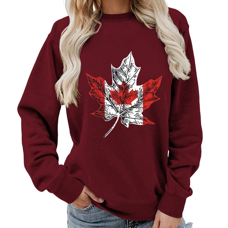 Damen Sweatshirt Ahornblatt-Motiv Gemütlich Norvielle