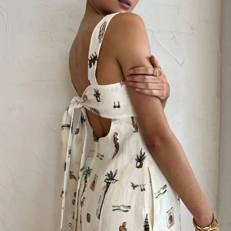 Damen Maxikleid Kreatives Print Taschen