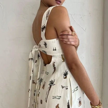 Damen Maxikleid Kreatives Print Taschen
