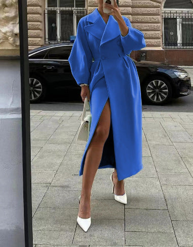 Damen Wollmantel Doppelreihig Reverskragen Eleganter