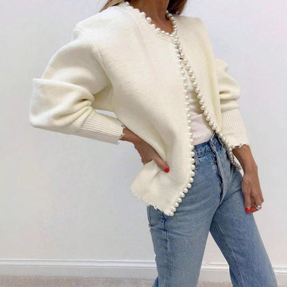 Damen Strickjacke Perlknöpfe Moderner Schnitt Norvielle