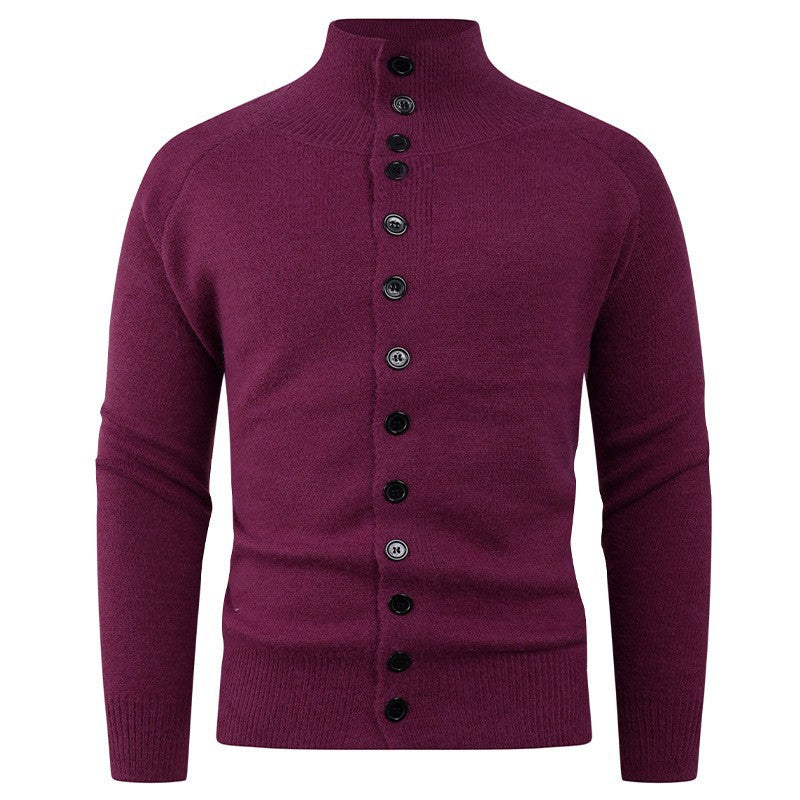 Herren Strickcardigan Stehkragen Knopfverschluss Bequem Grau