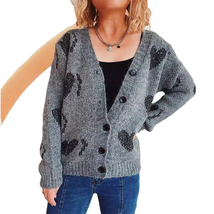 Damen Strickjacke Herzdesign Kuschelig Norvielle