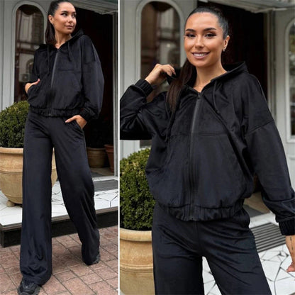 Damen Velours-Jogginganzug Mit Kapuze Komfort-Taile