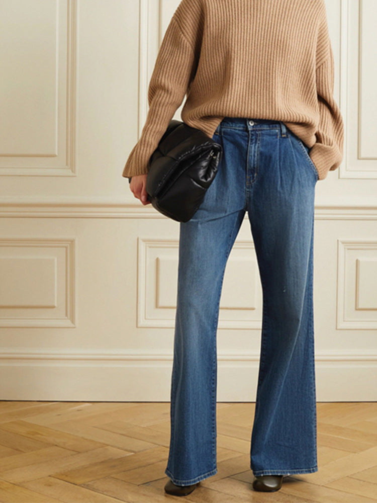 Damen Weite Jeans Hochbund Lässiger Schnitt