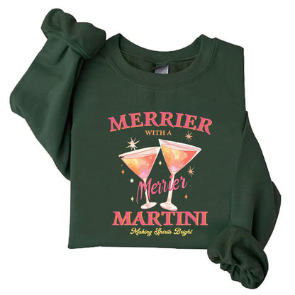 Damen Sweatshirt Cocktailmotiv Lässig Grau