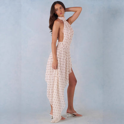 Damen Minikleid Asymmetrischer Rock Fließender Stoff