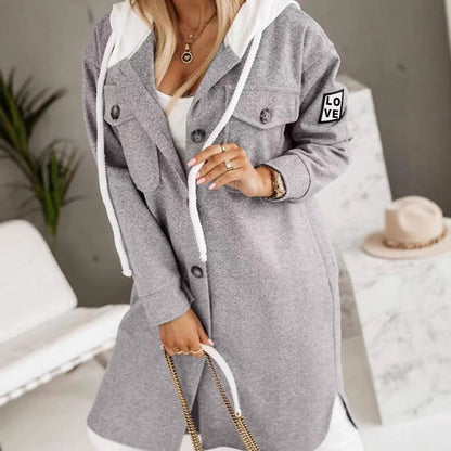 Damen Oversized Kapuzenjacke Norvielle mit Knopfdetails und Taschen