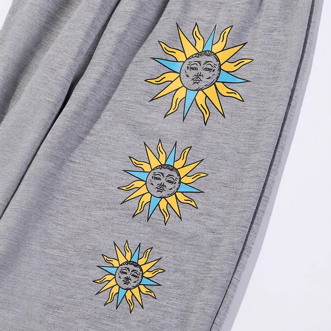 Damen Sweatpants Bequem Sonnenmotiv Norvielle