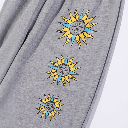 Damen Sweatpants Bequem Sonnenmotiv Norvielle