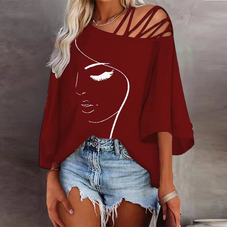 Norvielle Damen Print-T-Shirt Lässig Lockeres Design