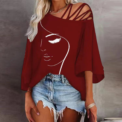 Norvielle Damen Print-T-Shirt Lässig Lockeres Design