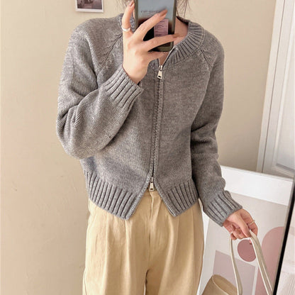 Damen Cardigan Reißverschluss Rippbund Norvielle