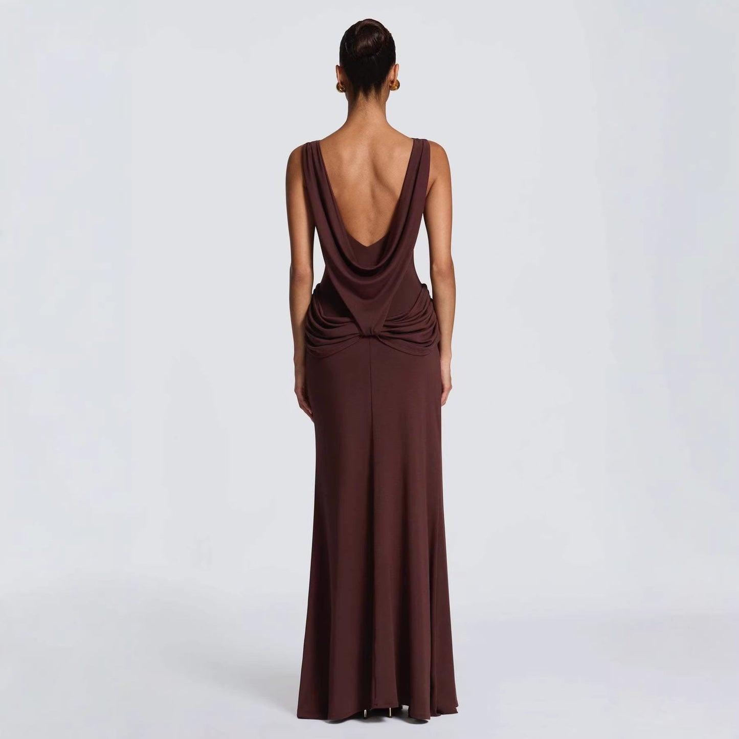 Damen Maxikleid Elegantes Design mit Drapierung und Hochschlitz
