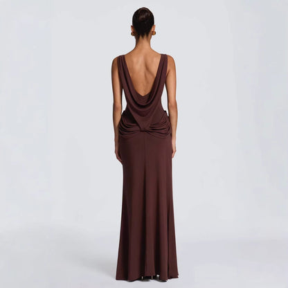 Damen Maxikleid Elegantes Design mit Drapierung und Hochschlitz