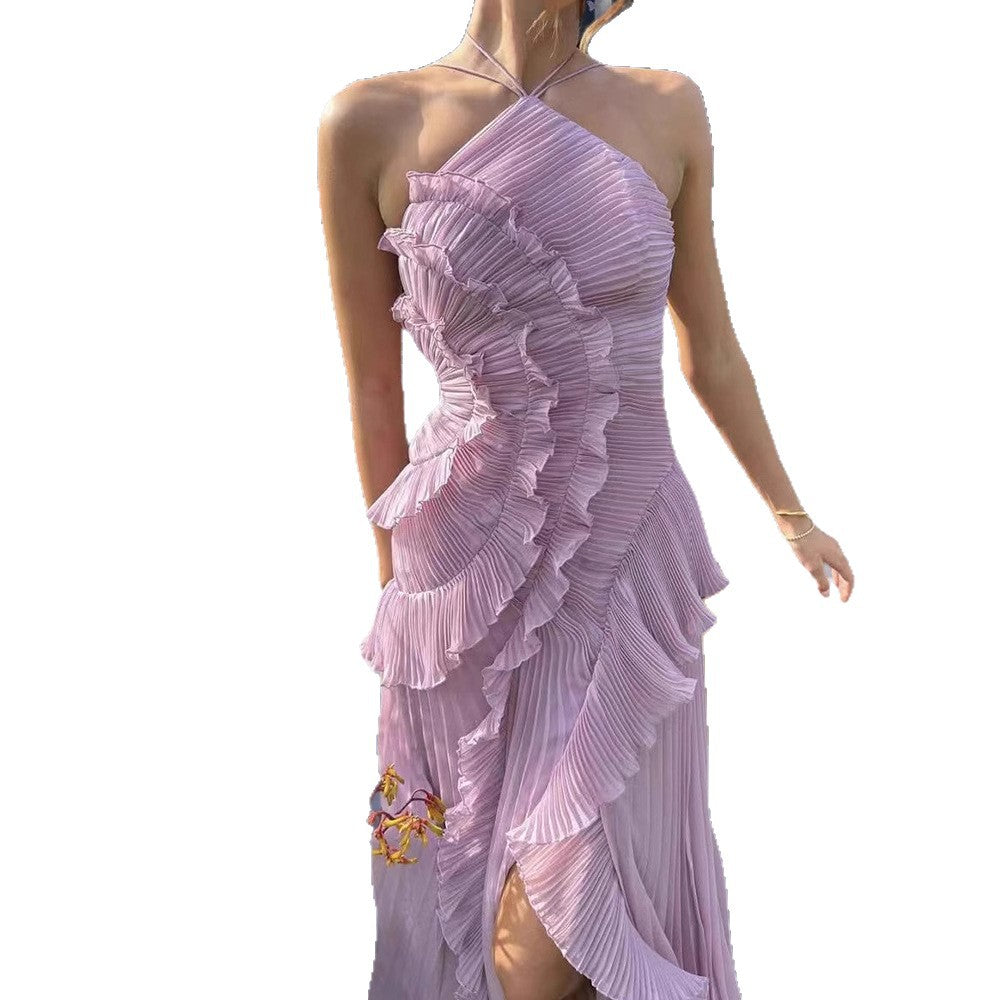 Damen Wickelkleid Faltenrock Asymmetrisch Norvielle