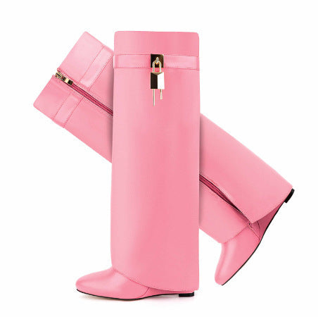 Damen Über-Knie-Stiefel Skulpturales Design Norvielle