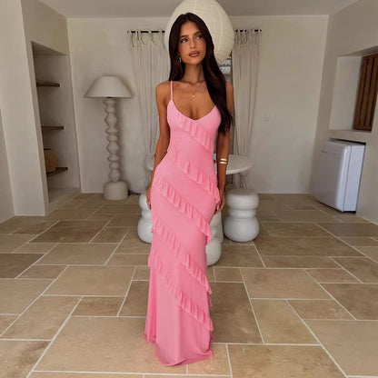 Damen Maxikleid Rüschendesign Schmeichelnder Schnitt Norvielle