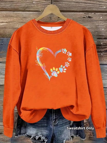 Damen Sweatshirt Florales Herzdesign Baumwolle Bequem
