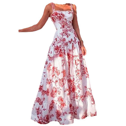 Damen Maxikleid Blumenmuster Schulterfrei Norvielle