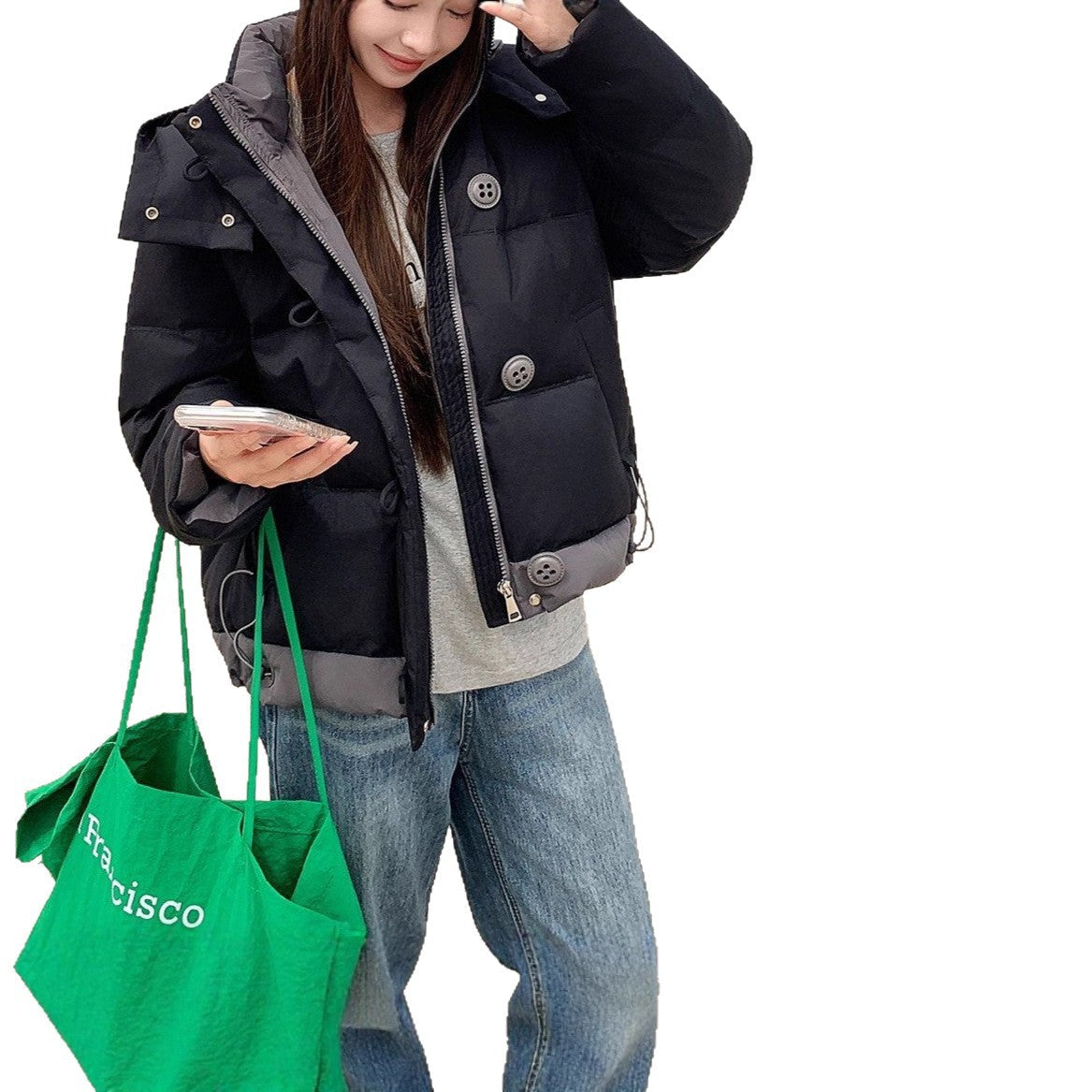 Damen Übergangsjacke Moderner Stehkragen Praktische Taschen Norvielle