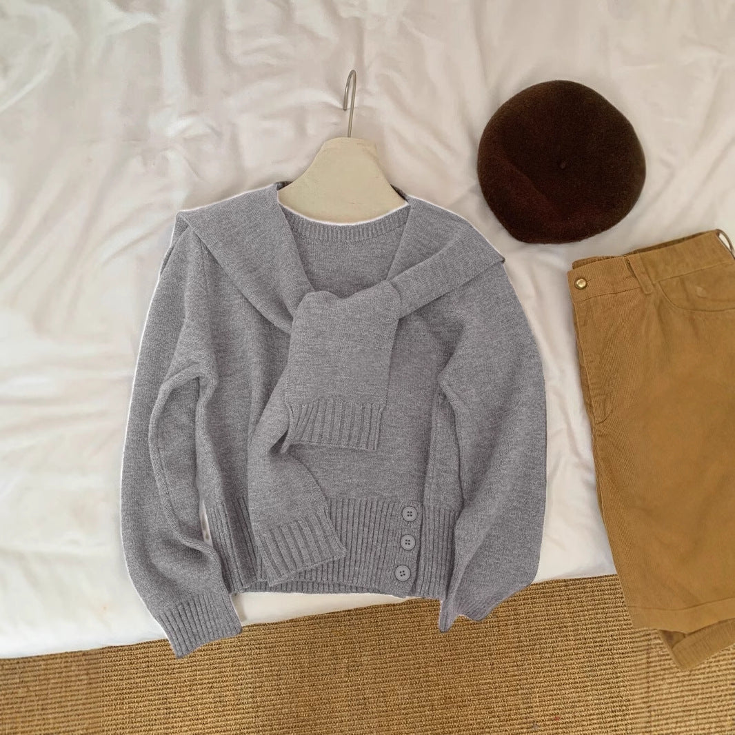 Damen Pullover Abnehmbarer Kragen Norvielle