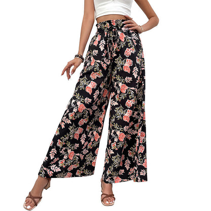 Damen Palazzo-Hosen Floralmuster Elastischer Bund Norvielle