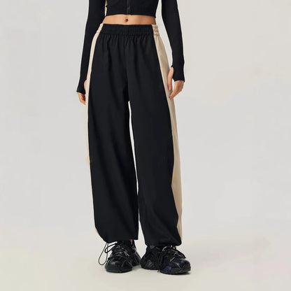 Damen Sportfreizeithose Mit Kontraststreifen Schwarz - Norvielle