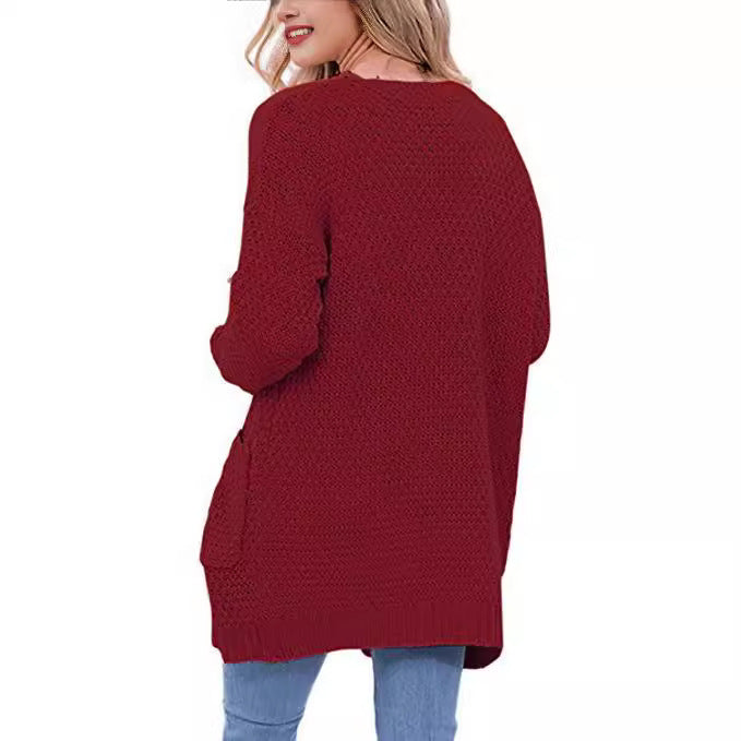 Damen Strickjacke Strukturiertes Muster Praktische Taschen Norvielle