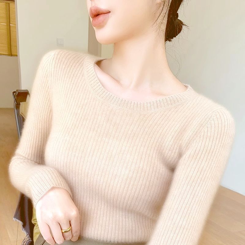 Damen Rippstrickpullover Rundhalsausschnitt Fein Norvielle
