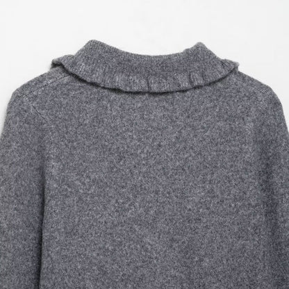 Damen Strickjacke Mit Kragen Dekorativer Knopfverschluss Norvielle