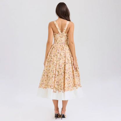 Damen Midi-Kleid Floralmuster Schmale Träger Norvielle