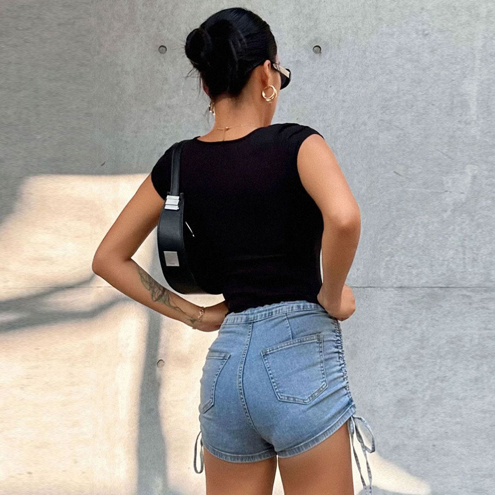 Damen Cropped- Elastisch V-Ausschnitt Norvielle