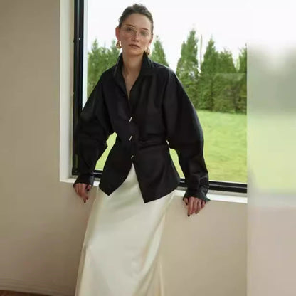 Damen Bluse Voluminöse Ärmel Raffinierte Knöpfe Norvielle