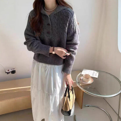 Damen Strickpullover Großkragen Norvielle