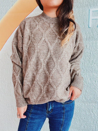 Damen Grobstrickpullover Jacquard-Muster Norvielle