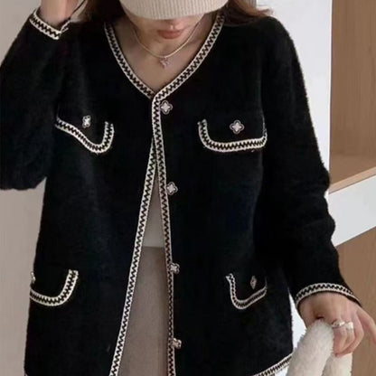 Damen Strickjacke Kontraststich Norvielle