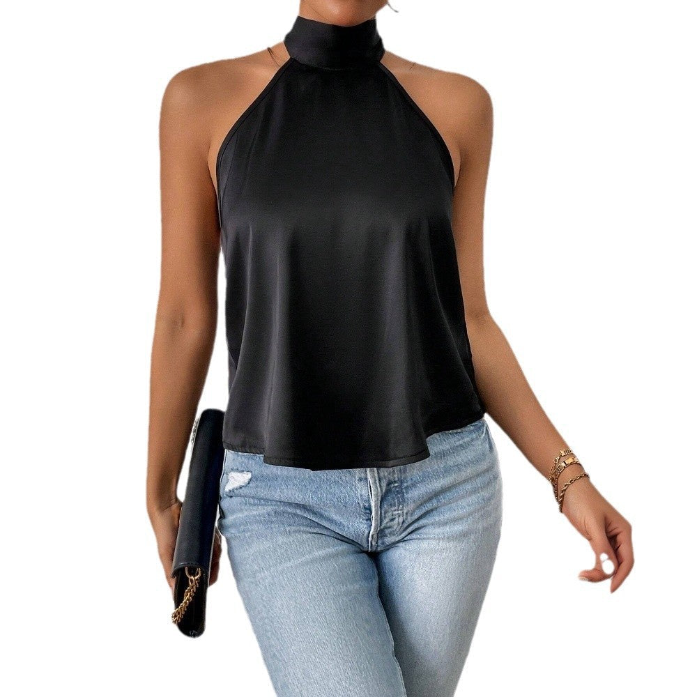 Damen Haltertop Seide Elegantes Design