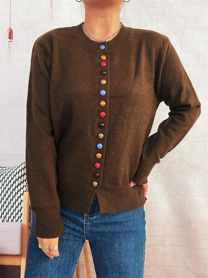 Damen Strickjacke Farbenfroh Mit Knöpfen Norvielle