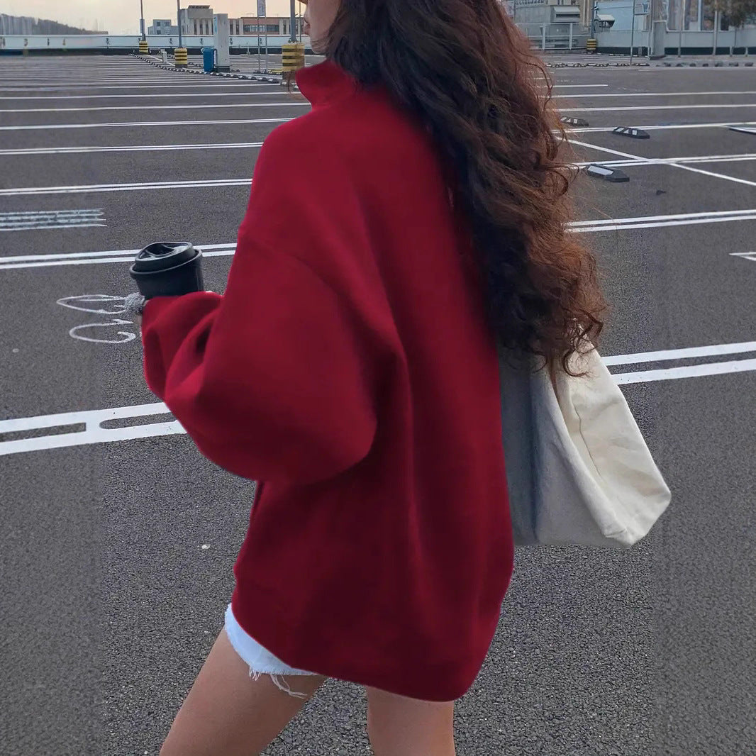 Damen Sweatshirt Stehkragen Kängurutasche Norvielle