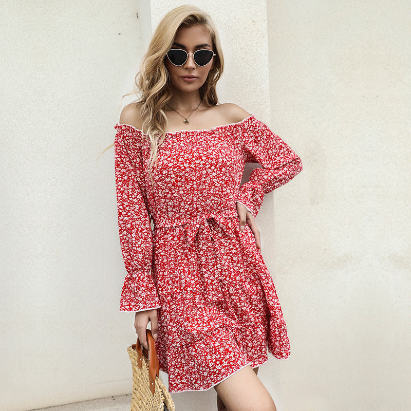 Damen Sommerkleid Rüschendetails Elastischer Taillengürtel Norvielle - Norvielle