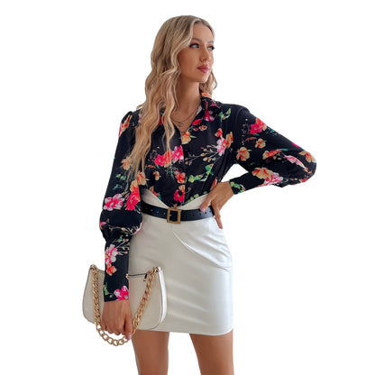 Damen Bluse mit Floralmuster und Puffärmeln Norvielle