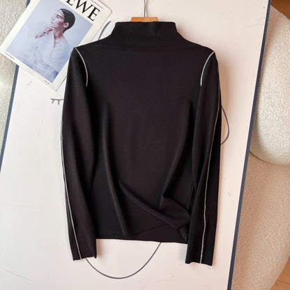 Damen Langarmpoloshirt Eleganter Kragen Norvielle