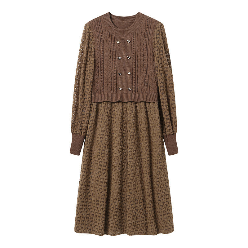 Damen Strickkleid Tailliert Weit Norvielle