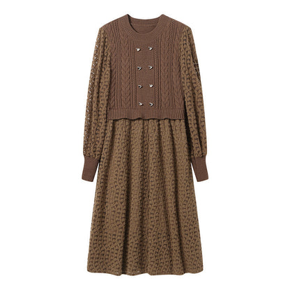 Damen Strickkleid Tailliert Weit Norvielle