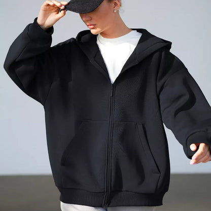 Damen Softshell Zip-Hoodie Jacke Kängurutaschen Weich Norvielle