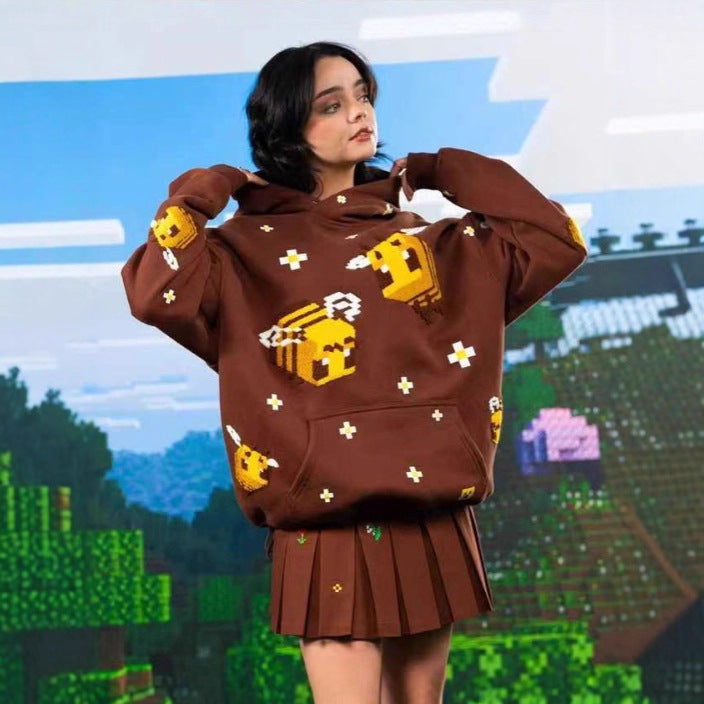 Damen Kapuzenpullover Bienen-Design Gemütlich Norvielle