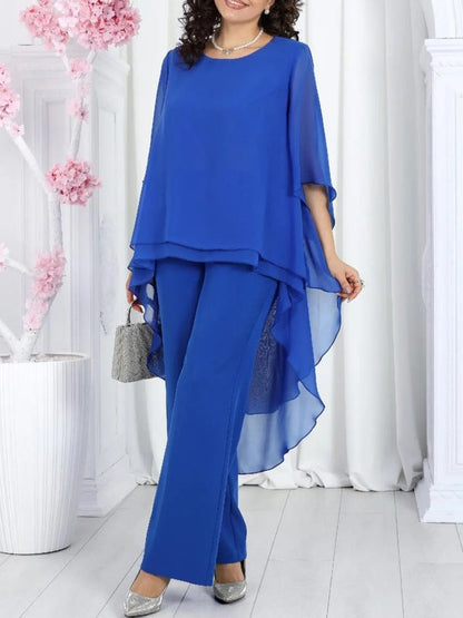 Damen Tunika mit Überlagerung und Eleganten Pants