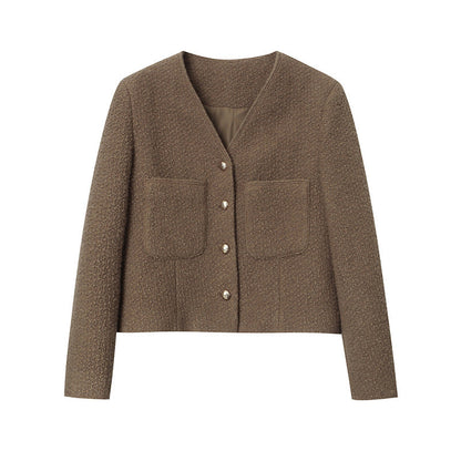 Damen Bouclé-Jacke mit Knöpfen Beige