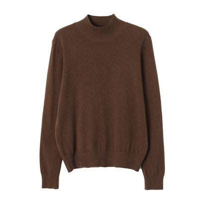 Damen Langarmoberteil Höherer Kragen Rippstruktur Beige